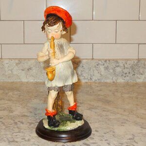 GIUSEPPE ARMANI BOY WITH SAXOPHONE CAPODIMONTE FIGURINE PIECE